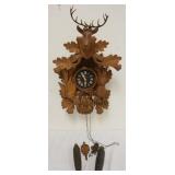 1127	CARVED CUCKOO CLOCK, SOME LOSS TO CARVING, SOLD AS FOUND FOR RESTORATION, APPROXIMATELY 16 IN X