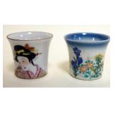 1136	2 SAKE CUPS W/LITHOPHANE BOTTOMS, EACH APPROXIMATELY 2 IN HIGH