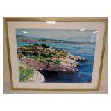 1147	CAROL GILDER FRAMED WATERCOLOR, COASTAL SCENE, APPROXIMATELY 29 IN X 37 IN OVERALL