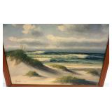 1158	OIL PAINTING ON CANVAS, OUTER BANKS KITTY HAWK N.C., SIGNED M. CHARLES, APPROXIMATELY 23 IN X 3