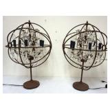 1164	RESTORATION HARDWARE FOUCAULTS ORB CRYSTAL TABLE LAMPS, EACH APPROXIMATELY 32 IN H