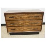 1175	BARRETT FORMICA MID CENTURY MODERN 3 DRAWER CHEST, APPROXIMATELY 42 IN X 18 IN X 30 IN H