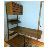 1177	MID CENTURY MODERN DANISH WALL UNIT WITH 4 DRAWER HANGING SHELF AND FOLDING WORK TABLE, APPROXI
