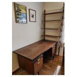 1179	R.S. ASSOCIATES MID CENTURY MODERN DESK WITH FLOATING TOP WITH HANGING WALL 4 SHELF UNIT, DESK 