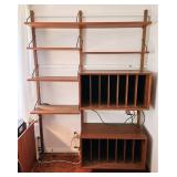 1180	DANISH MID CENTURY MODERN ADJUSTABLE WALL UNIT WITH 6 SHELVES AND 2 CASED SHELVES, APPROXIMATEL
