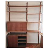 1181	DANISH MID CENTURY MODERN ADJUSTABLE WALL UNIT WITH 6 SHELVES AND 2 DOOR CABINET AND FALL FRONT