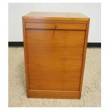 1186	DANISH TEAK TAMBOR DROP 2 DRAWER LOCKING FILE CABINET WITH KEY, APPROXIMATELY 20 IN X 15 IN X 3
