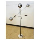 1192	MID CENTURY MODERN FLOOR LAMP, 3 ADJUSTABLE FIXTURES ON POLE, APPROXIMATELY 66 IN H, SOME TARNI
