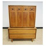 1199	AMERICAN OF MARTINSVILLE MID CENTURY MODERN HIGH CHEST WITH 2 DOORS CONCEALING 4 DRAWERS OVER 2