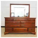 1204	SOLID CHERRY 10 DRAWER CHEST WITH MIRROR, LE BRUN BROS., APPROXIMATELY 60 IN X 20 IN X 65 IN H