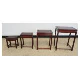 1208	NEST OF 4 MAHOGANY TABLES, APPROXIMATELY 20 IN X 14 IN X 26 IN
