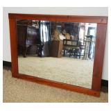 1210	ARTS AND CRAFTS STYLE BEVELED MAHOGANY HANGING MIRROR, APPROXIMATELY 44 IN X 33 IN