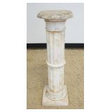 1216	MARBLE PEDESTAL WITH FLUTED COLUMN, APPROXIMATELY 10 IN X 10 IN X 33 IN H