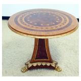 1232	MAITLAND SMITH TABLE WITH BANDED AND INLAID TOP, BASE AND EDGES HAVING GILT ACCENTS, APPROXIMAT