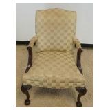 1235	UPHOLSTERED ARM CHAIR, SOME STAINING ON CHAIR SEAT