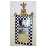 1239	CARVERS GUILD BEVELED EDGE HANGING MIRROR IN GILT FRAME WITH TILE CHECKERED BORDER, DESIGNED BY