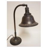 1279	VINTAGE BRASS HOTEL DESK LAMP W/BELL SHAPED SHADE, APPROXIMATELY 18 IN HIGH