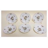 1016	HEREND HAND PAINTED PORCELAIN *ROTHSCHILD* 6 IN PLATES/DISHES W/IMAGES OF BIRDS & BUTTERFLIES, 
