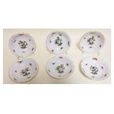1018	HEREND HAND PAINTED PORCELAIN *ROTHSCHILD* 5 1/2 IN BOWLS W/IMAGES OF BIRDS ON A TREE & BUTTERF