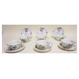 1019	HEREND HAND PAINTED PORCELAIN *ROTHSCHILD* CUPS & SAUCERS, GROUP OF 6 W/IMAGES OF BIRDS & BUTTE