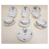 1020	HEREND HAND PAINTED PORCELAIN *ROTHSCHILD* CUPS & SAUCERS, GROUP OF 6 W/IMAGES OF BIRDS & BUTTE
