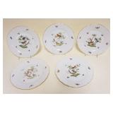 1024	HEREND HAND PAINTED PORCELAIN *ROTHSCHILD* 5-10 1/4 IN PLATES W/WOVEN BASKET DESIGN BORDER