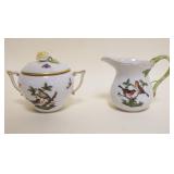1029	HEREND HAND PAINTED PORCELAIN *ROTHSCHILD* COVERED SUGAR & CREAMER