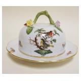 1031	HEREND HAND PAINTED PORCELAIN *ROTHSCHILD* COVERED DISH, APPROXIMATELY 6 IN X 4 IN HIGH W/IMAGE