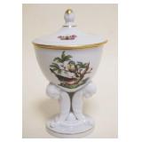 1034	HEREND HAND PAINTED PORCELAIN *ROTHSCHILD* COVERED TRINKET BOX W/IMAGES OF BIRDS & BUTTERFLIES,