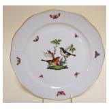 1038	HEREND HAND PAINTED PORCELAIN *ROTHSCHILD* BIRD 11 3/4 IN DISH