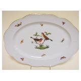 1039	HEREND HAND PAINTED PORCELAIN *ROTHSCHILD* BIRD OVAL PLATTER, APPROXIMATELY 13 3/4 IN X 10 1/4 