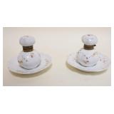 1051	PAIR OF PORCELAIN INKWELLS, EACH APPROXIMATELY 4 IN HIGH