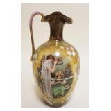 1053	AUSTRIAN EWER, IMAGE OF WOMAN W/LITTLE GIRL HOLDING PEEPS, ARTIST SIGNED, APPROXIMATELY 8 IN HI