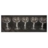 1058	5 FROSTED GLASS NUDE STEM GOBLETS