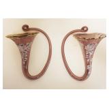 1080	AMETHYST GLASS HAND PAINTED HANGING CORNUCOPIAS, EACH APPROXIMATELY 9 1/2 IN HIGH