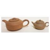 1105	ASIAN TERRACOTTA TEAPOTS, ONE W/CHARACTER MARKS, TALLEST APPROXIMATELY 3 1/2 IN HIGH