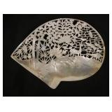 1110	INTRICALLY CARVED MOTHER OF PEARL & FRETWORD SHELL, APPROXIMATELY 9 IN X 7 1/2 IN