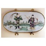 1118	ASIAN PORCELAIN HANGING BRUSH HOLDER, APPROXIMATELY 7 IN X 4 IN HIGH