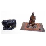 1119	AUSTRIAN COLD PAINTED BRONZE, MIDDLE EASTERN MAN SMOKING PIPE ON CARPET, APPROXIMATELY 2 IN HIG