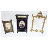 1124	GROUP OF 3 ANTIQUE VICTORIAN DRESSER PICTURE FRAMES INCLUDING BLACK & GILT LACQUER, GESSO & IRO