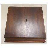 1125	MAHOGANY 2 DOOR LETTER STATIONARY HOLDER W/KEY, APPROXIMATELY 10 IN X 15 IN X 11 IN HIGH