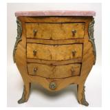 1128	MINIATURE ITALIAN 3 DRAWER CHEST W/MARBLE TOP & METAL MOUNTS, APPROXIMATELY 10 IN X 16 1/2 IN X