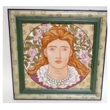 1129	LARGE FRAMED PORTRAIT TILE, APPROXIMATELY 12 IN SQUARE OVERALL