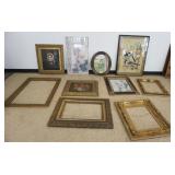 1140	LARGE GROUP OF ASSORTED ANTIQUE FRAMES & ARTWORK