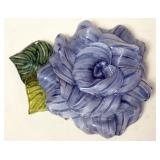 1159	DESIGNER FLORAL PIN BY FABRICE, APPROXIMATELY 4 IN, STRIPED BLUE BROOCH