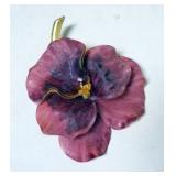 1165	DESIGNER FLORAL PIN BY FABRICE, APPROXIMATELY 3 1/2 IN, PINK PANSY BROOCH