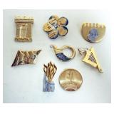 1171	ASSORTED GROUP OF DESINGER JEWISH PINS, LARGEST APPROXIMATELY 2 1/2 IN. SIGNED BY DESIGNERS INC