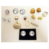 1179	ASSORTED CLIP SIGNED EARRINGS AND RINGS, 1 RING SINGED MICHEL GOLON