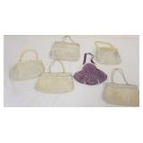 1196	GROUP OF MESH DESIGNER BAGS SOME WITH LUCITE HANDLES, 2 WHITING DAVIS, NEED CLEANING