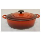 1200	LE CREUSET COVERED CASSEROLE, APPROXIMATELY 14 IN X 5 1/2 IN H